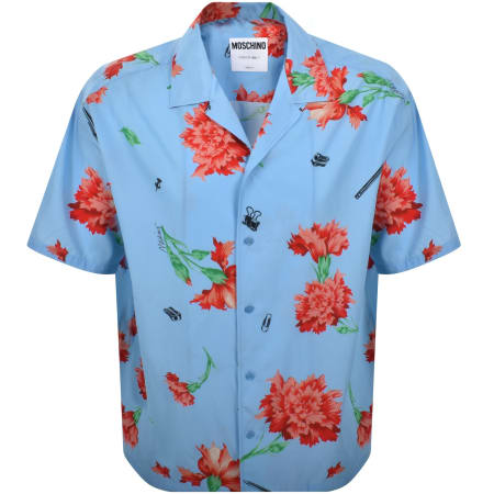 Moschino Short Sleeve Striped Poplin Shirt Blue | Mainline